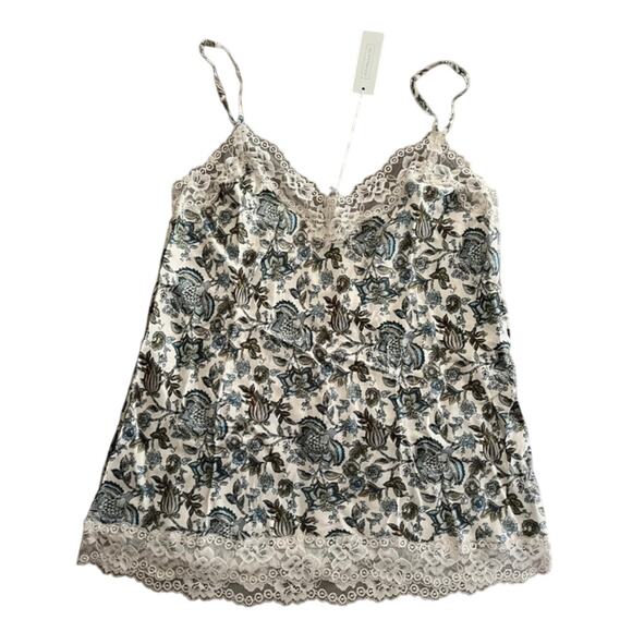 NWT Intimissimi top cami in satin & stretch lace w/dark romantic floral print L - Picture 1 of 5